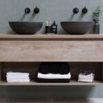 Home Storage - white and black ceramic bowl on brown wooden shelf