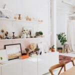 Home Storage - white wooden shelf and decors