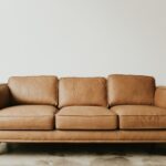 Sofa - brown leather 3-seat sofa