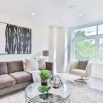 Living Room - brown fabric sofa set
