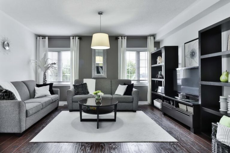 Living Room - gray and white living room set